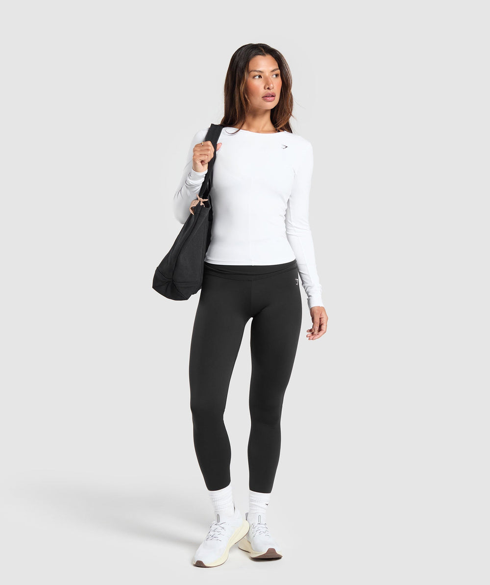 Everyday Open Back Long Sleeve Top White