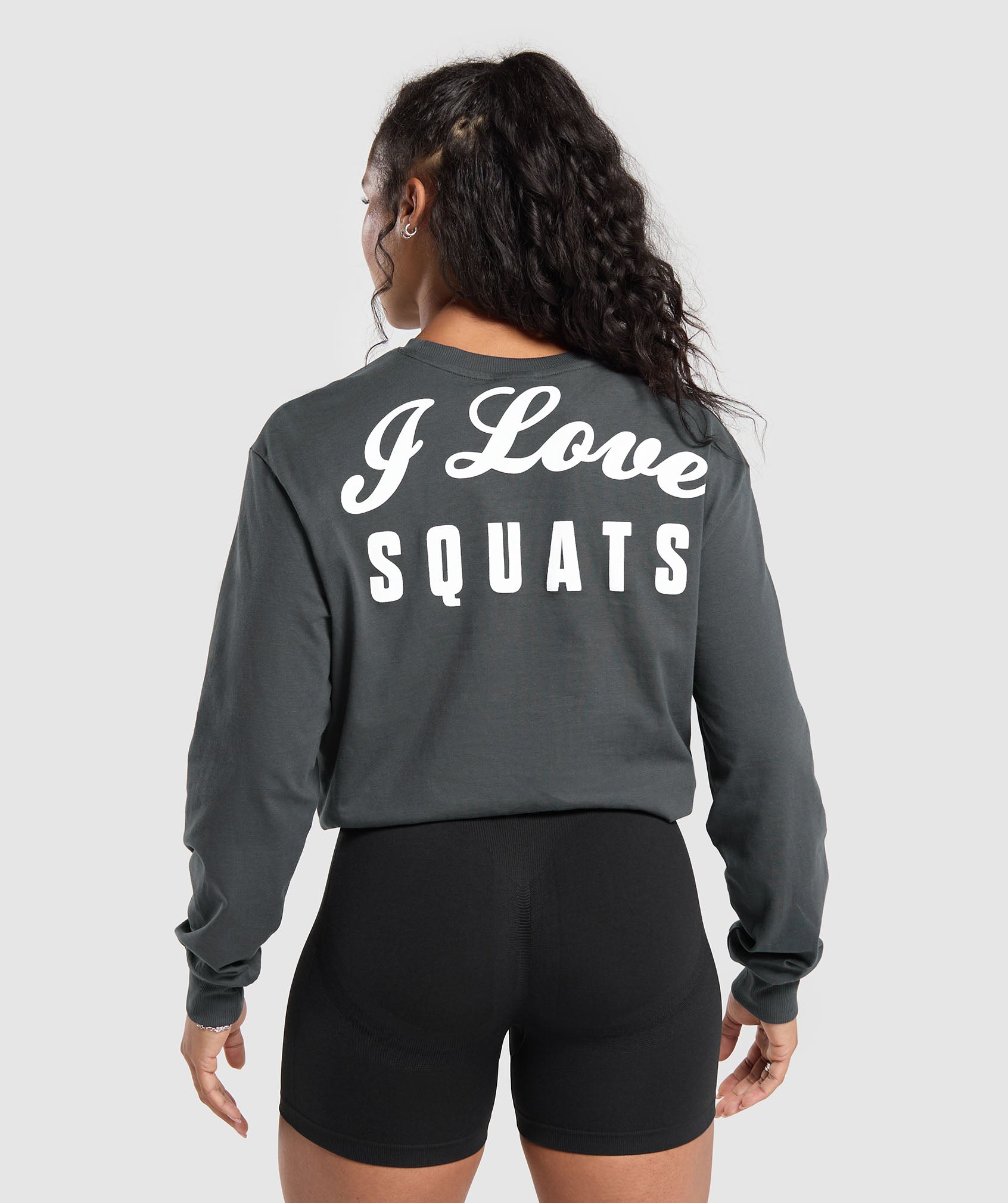 I Love Squats Long Sleeve Skater Asphalt Grey