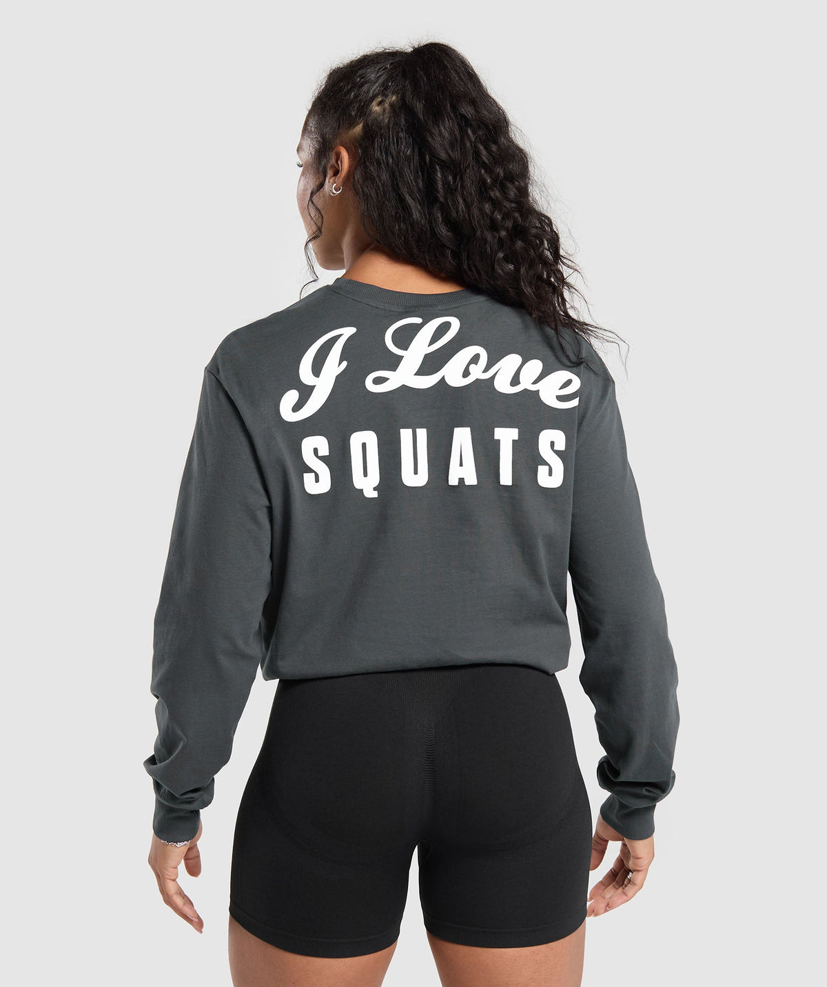 I Love Squats Long Sleeve Skater Asphalt Grey