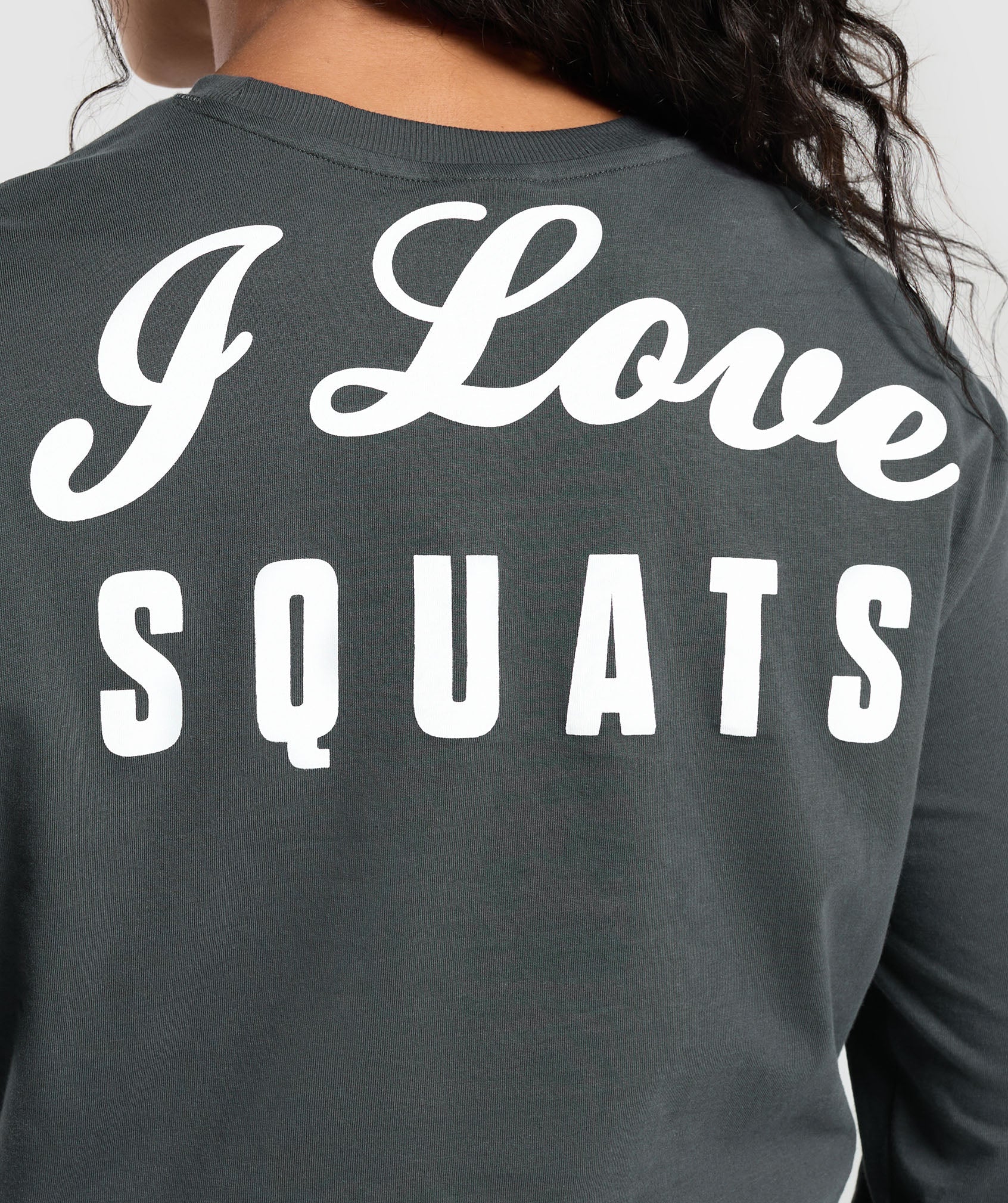 I Love Squats Long Sleeve Skater Asphalt Grey