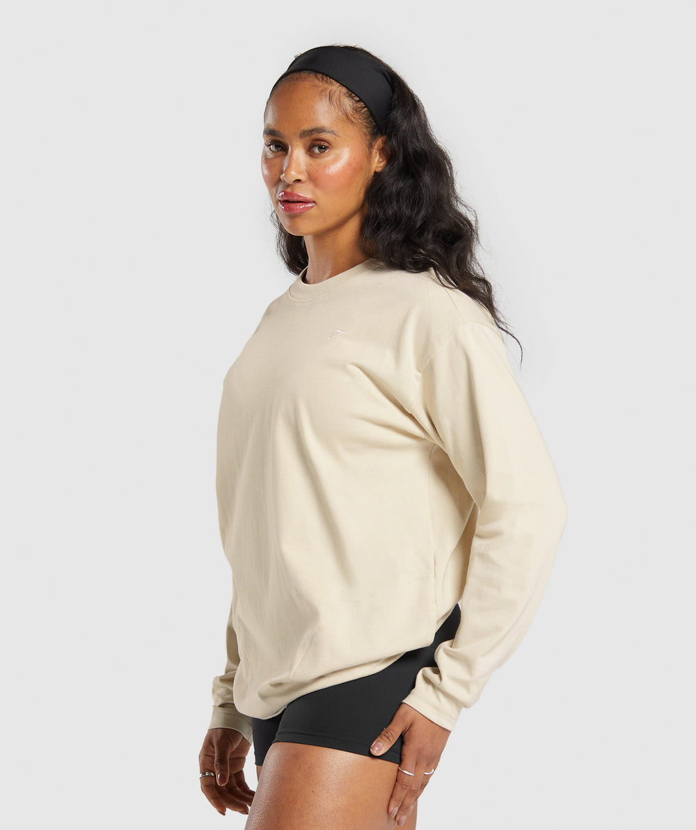 Heavyweight Cotton Long Sleeve Top Ecru White
