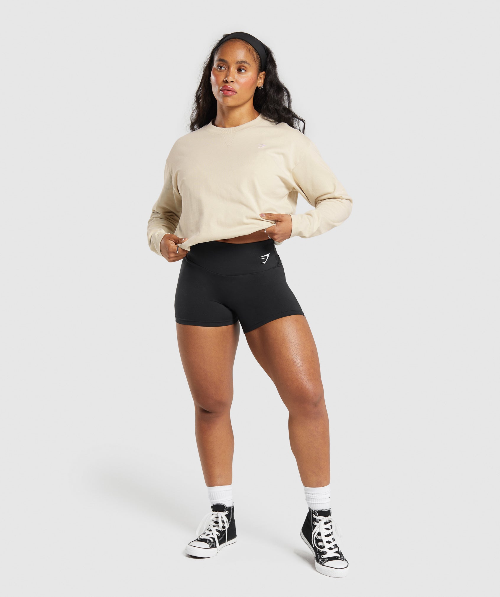 Heavyweight Cotton Long Sleeve Top Ecru White
