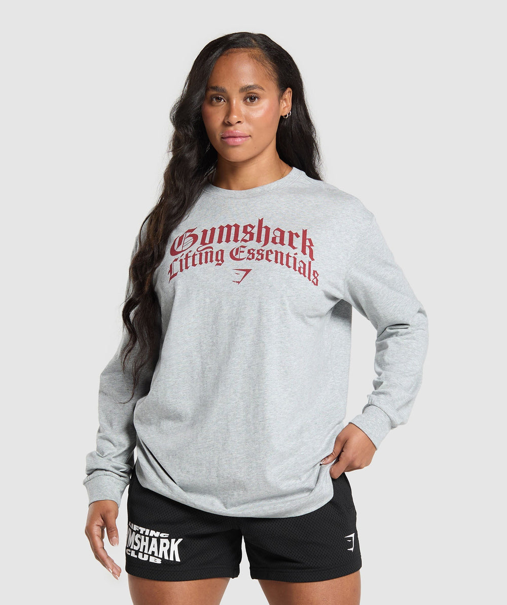 Lifting Essentials Long Sleeve Top Light Grey Core Marl