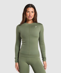 Everyday High Neck Long Sleeve Top Core Olive