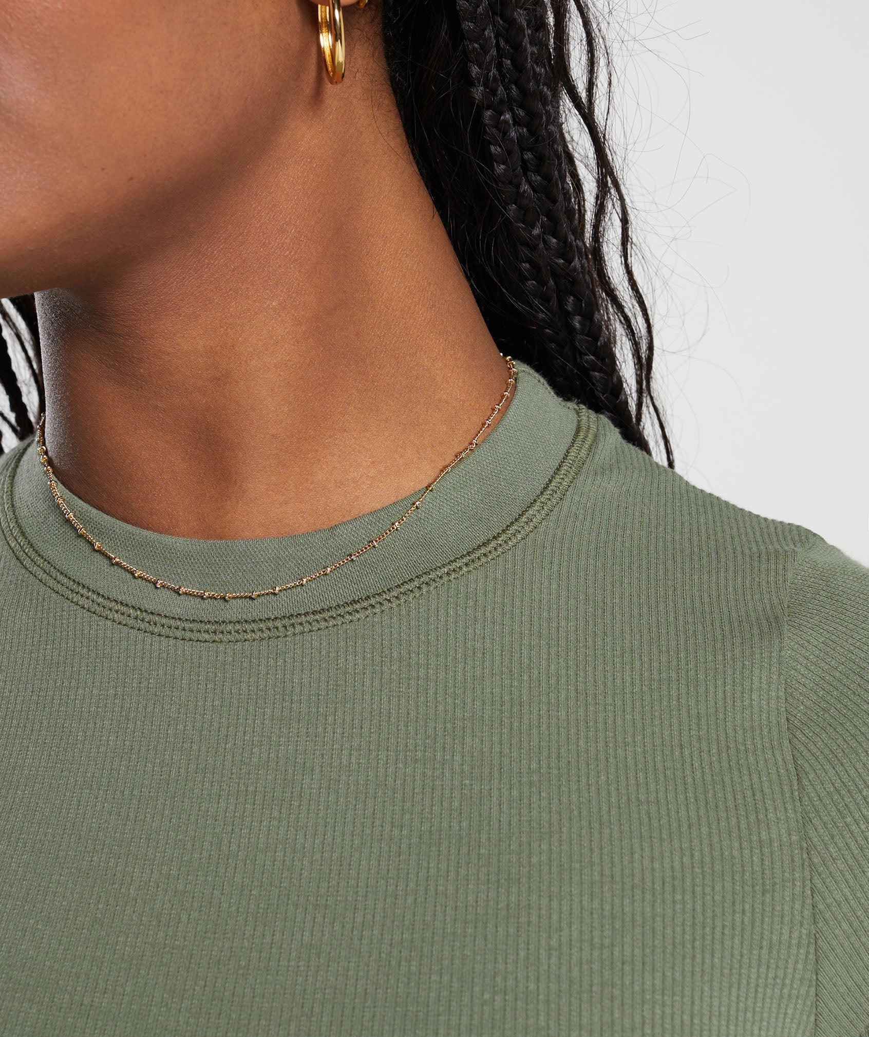 Ribbed Cotton Seamless T-Shirt Base Green