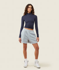 everywear Long Sleeve Ribbed Turtle Neck Heavy Blue