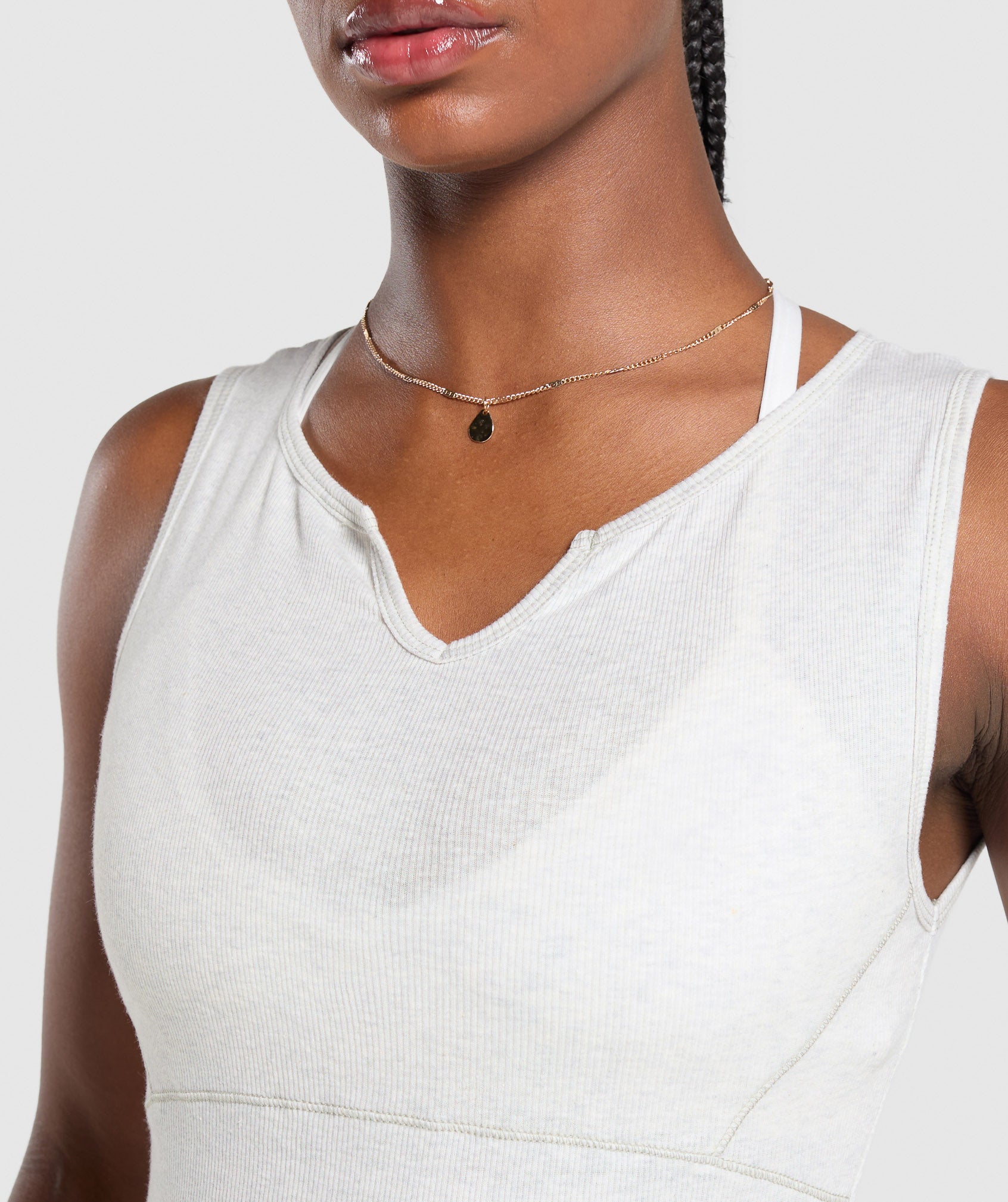 Rest Day Rib Top White Marl