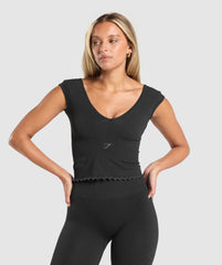 Luxe Seamless Crop Top Coal Marl
