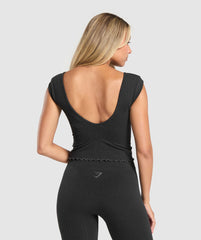 Luxe Seamless Crop Top Coal Marl