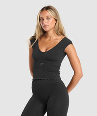 Luxe Seamless Crop Top Coal Marl