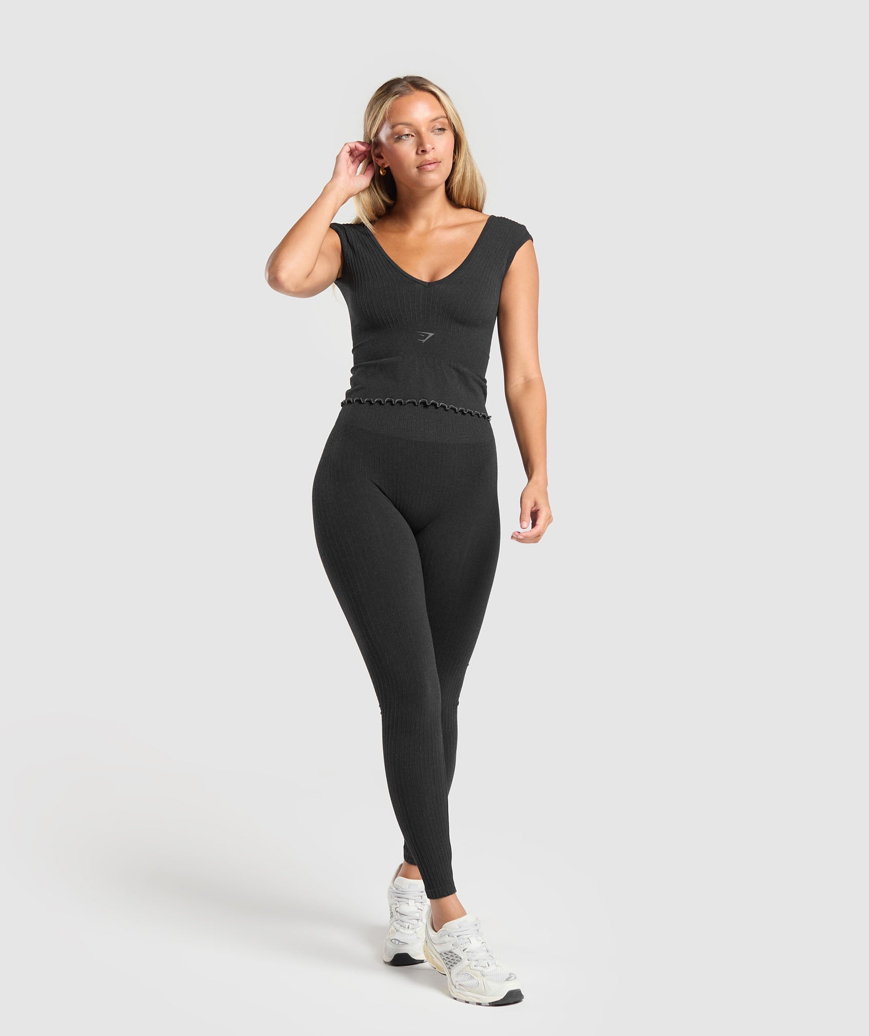 Luxe Seamless Crop Top Coal Marl