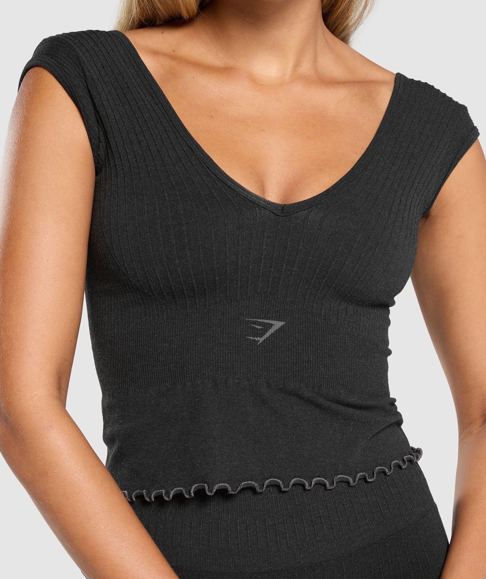 Luxe Seamless Crop Top Coal Marl