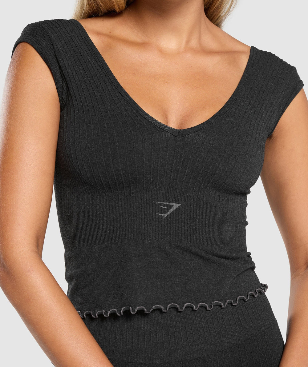 Luxe Seamless Crop Top Coal Marl