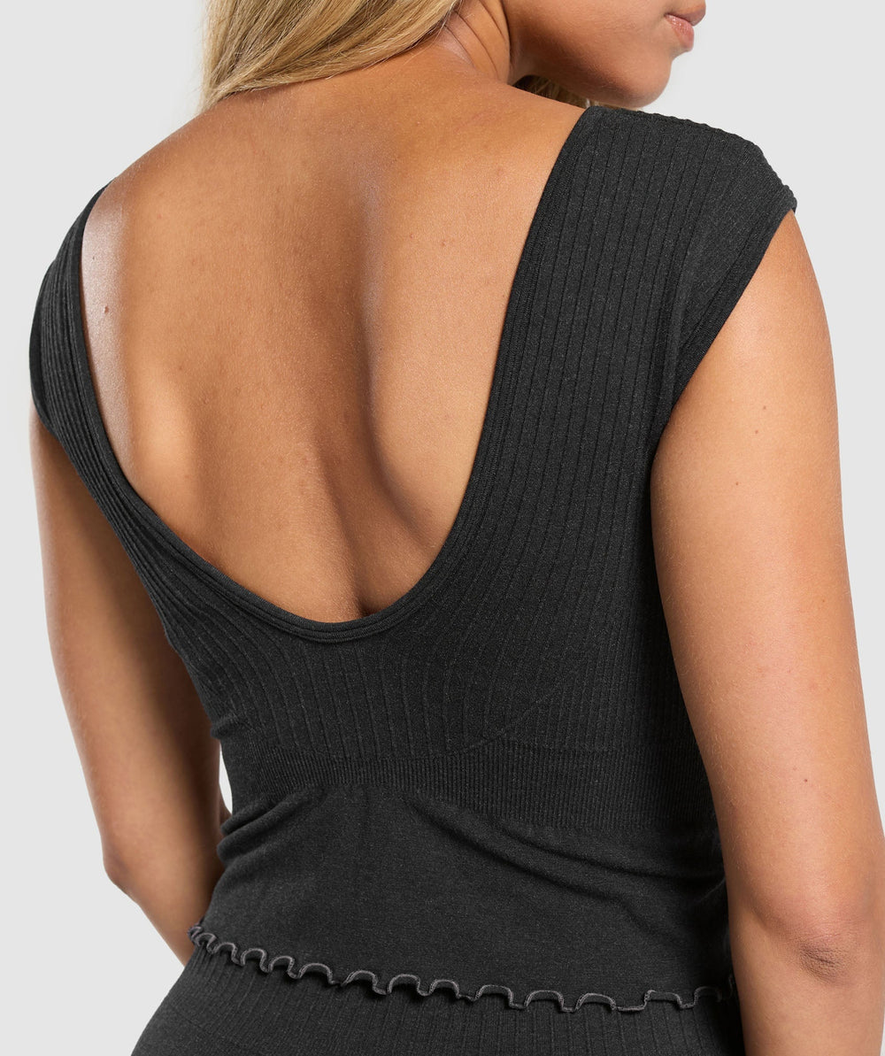 Luxe Seamless Crop Top Coal Marl