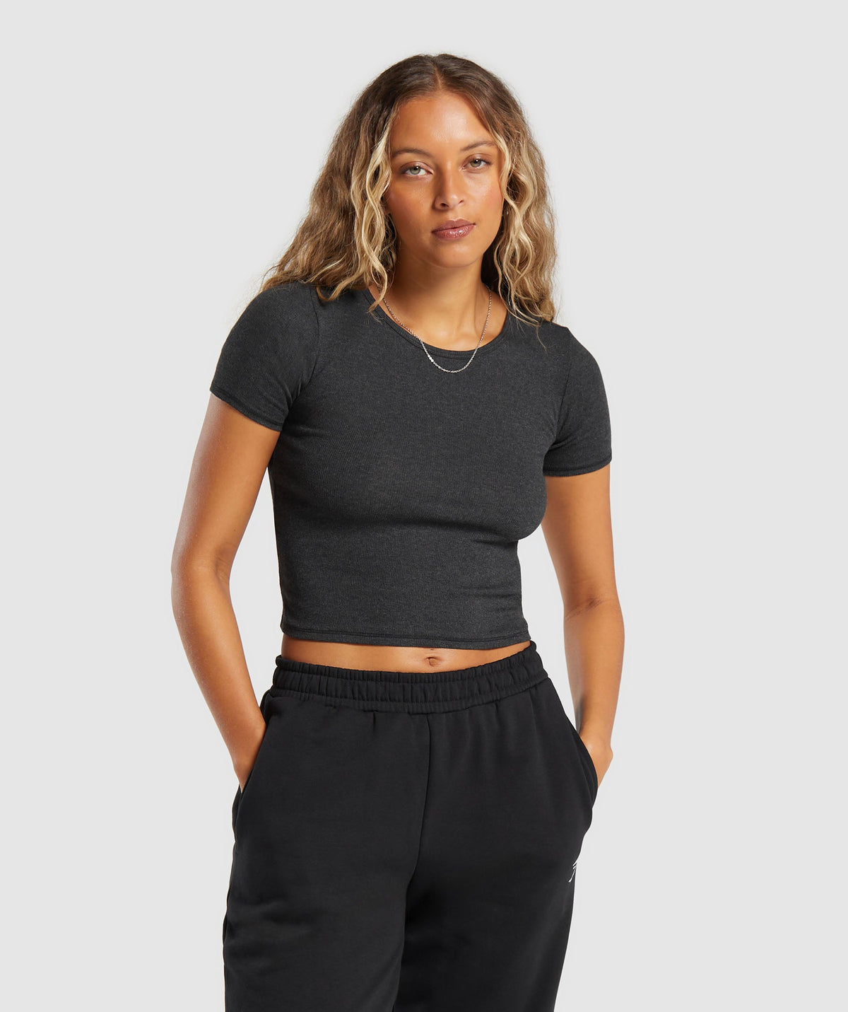 Rib T-Shirt Midnight Black Marl