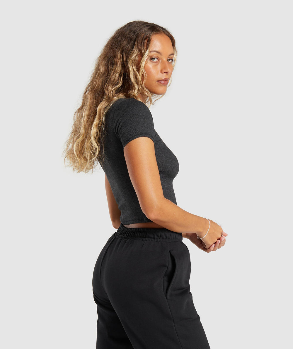 Rib T-Shirt Midnight Black Marl