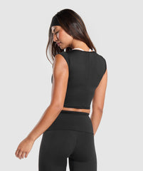 Everyday Cap Sleeve Crop Top Black