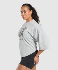 Two Strong Women Oversized T-Shirt Light Grey Core Marl