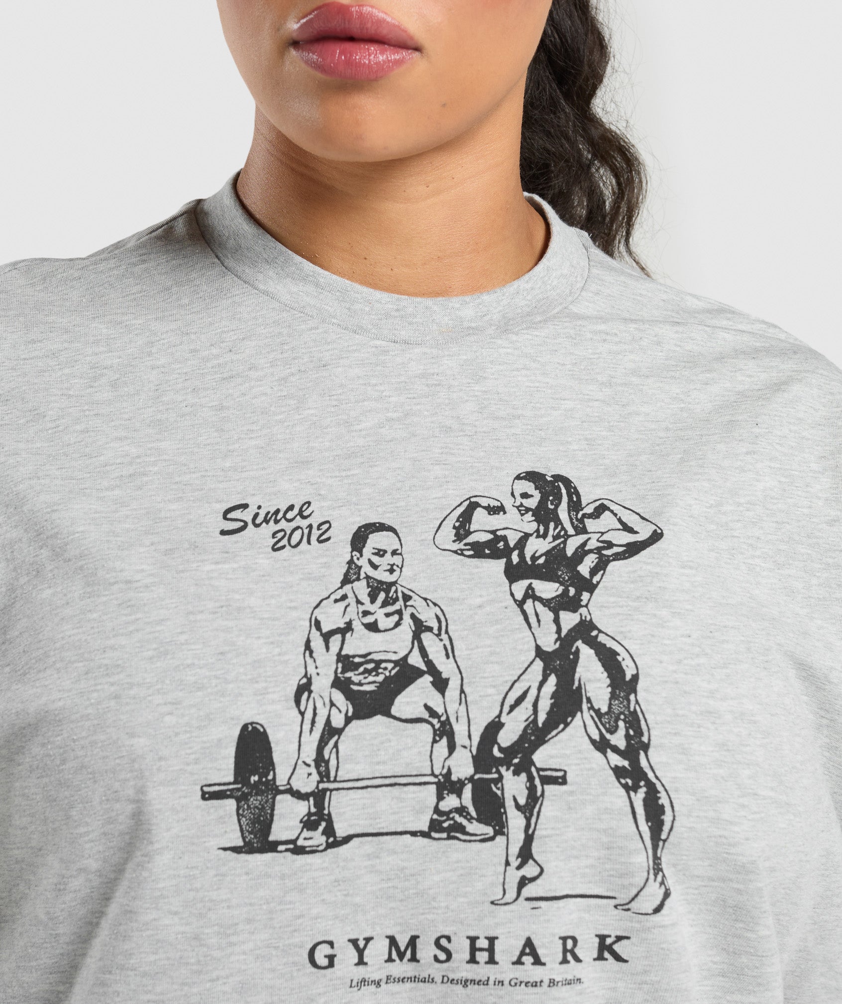 Two Strong Women Oversized T-Shirt Light Grey Core Marl