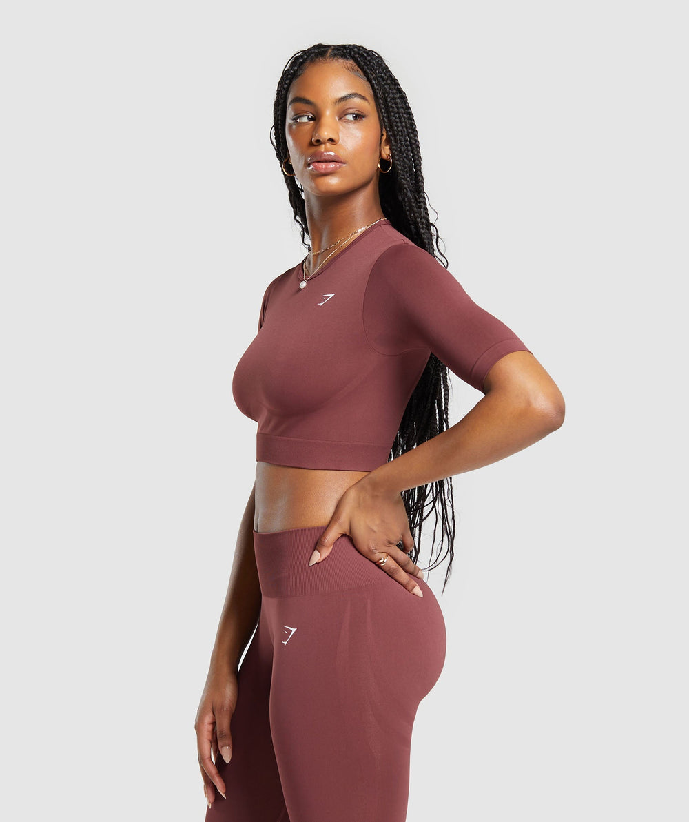 Everyday Seamless Crop Top Burgundy Brown