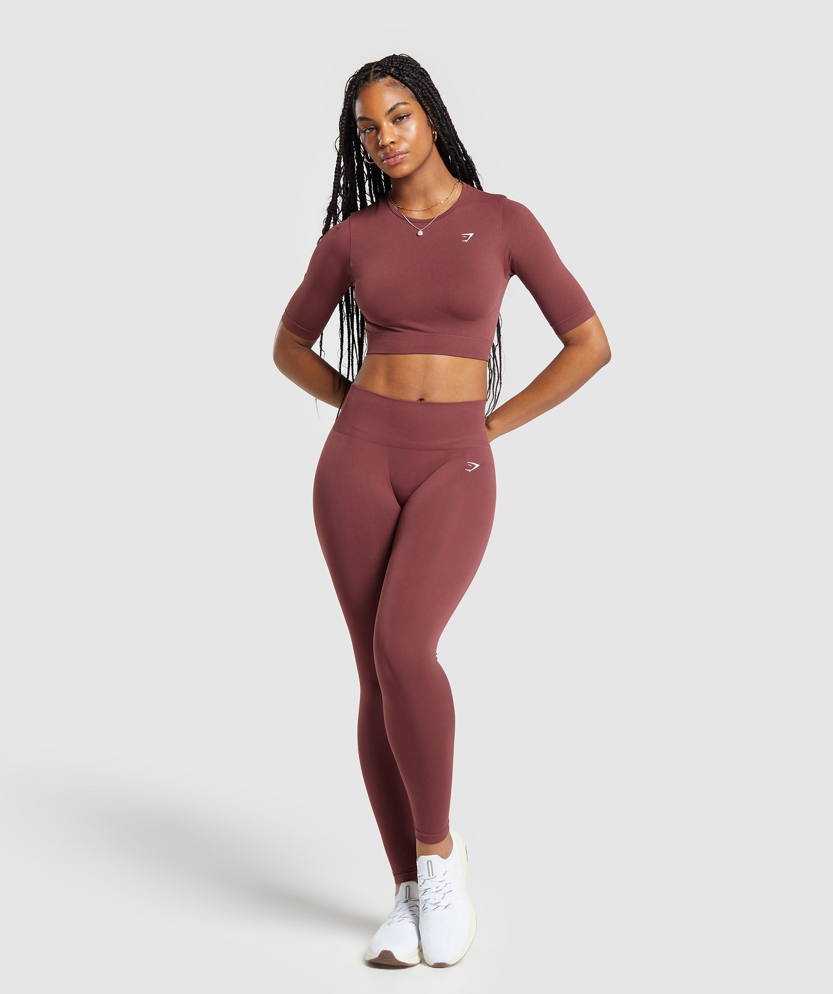 Everyday Seamless Crop Top Burgundy Brown