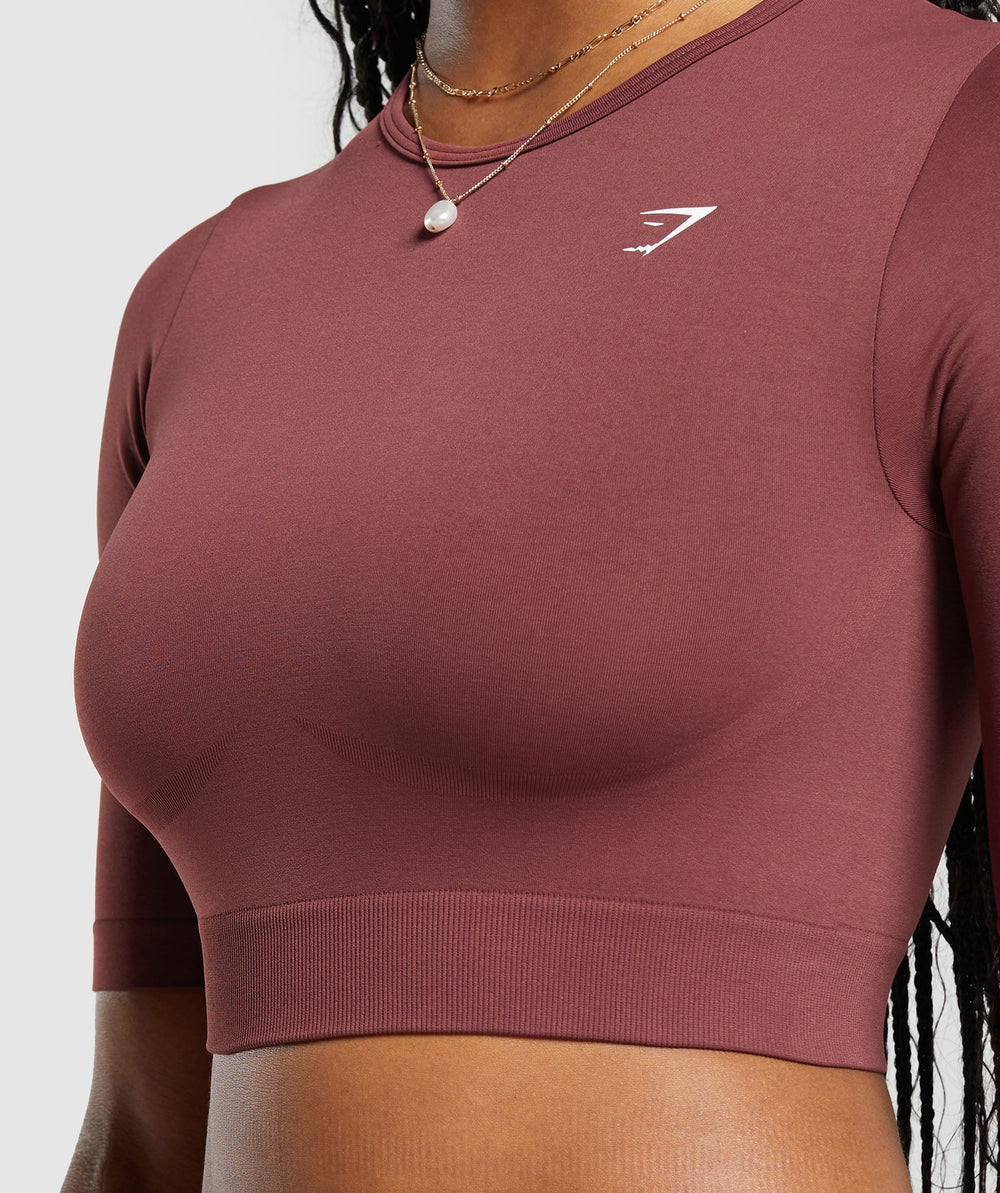 Everyday Seamless Crop Top Burgundy Brown