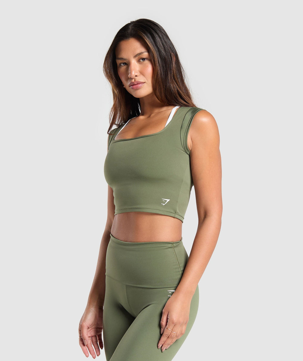 Everyday Cap Sleeve Crop Top Core Olive