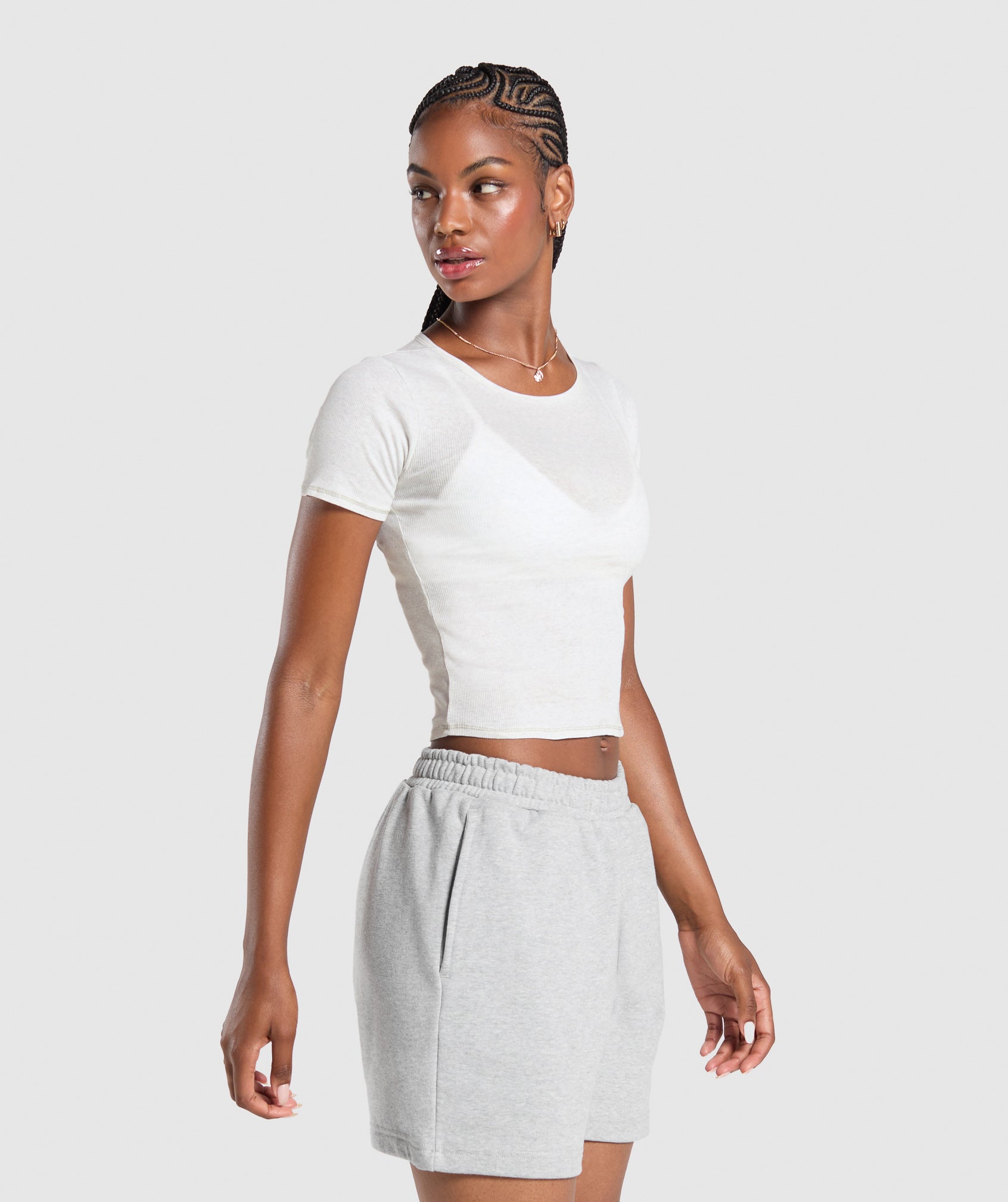 Rib T-Shirt White Marl