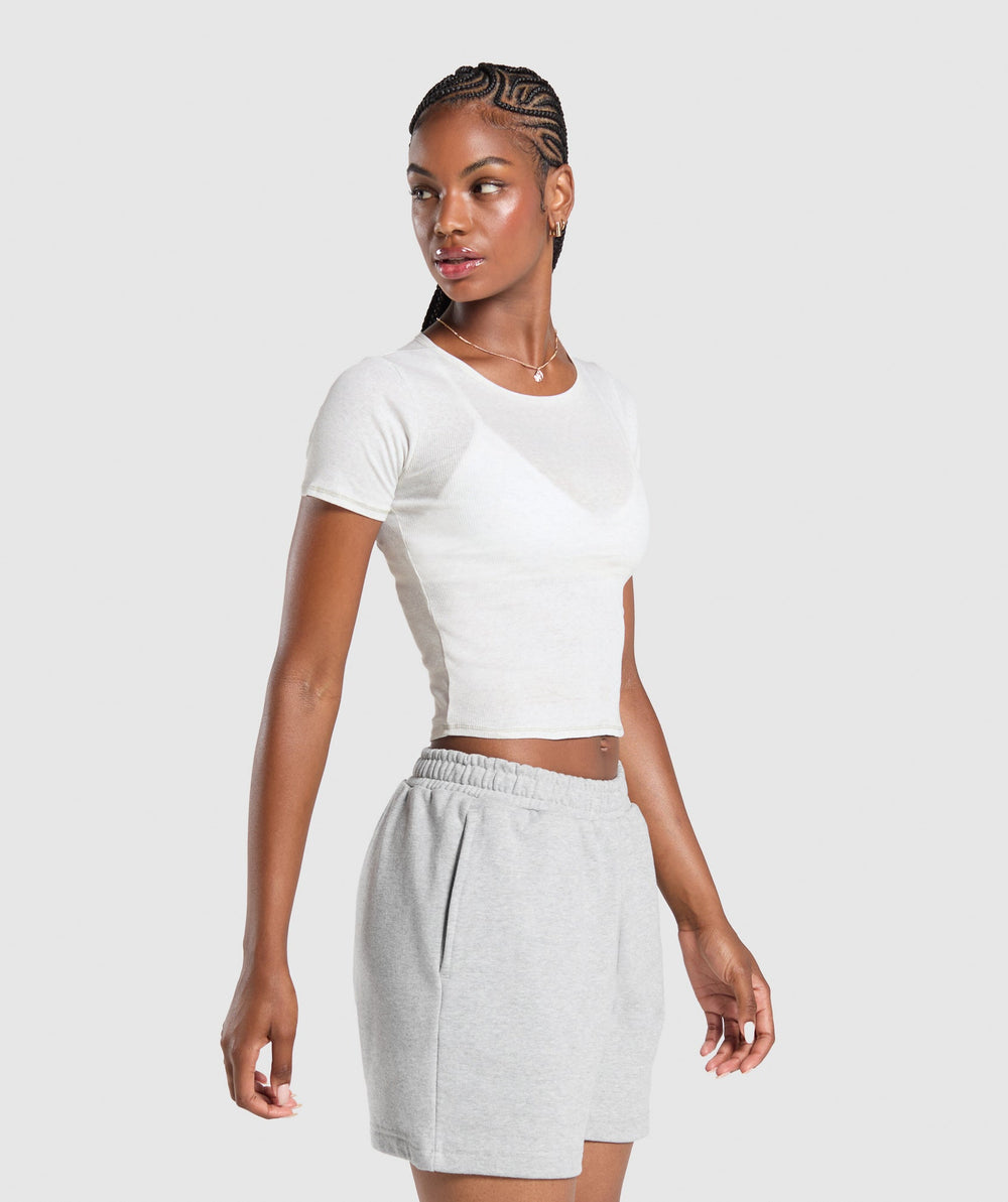 Rib T-Shirt White Marl
