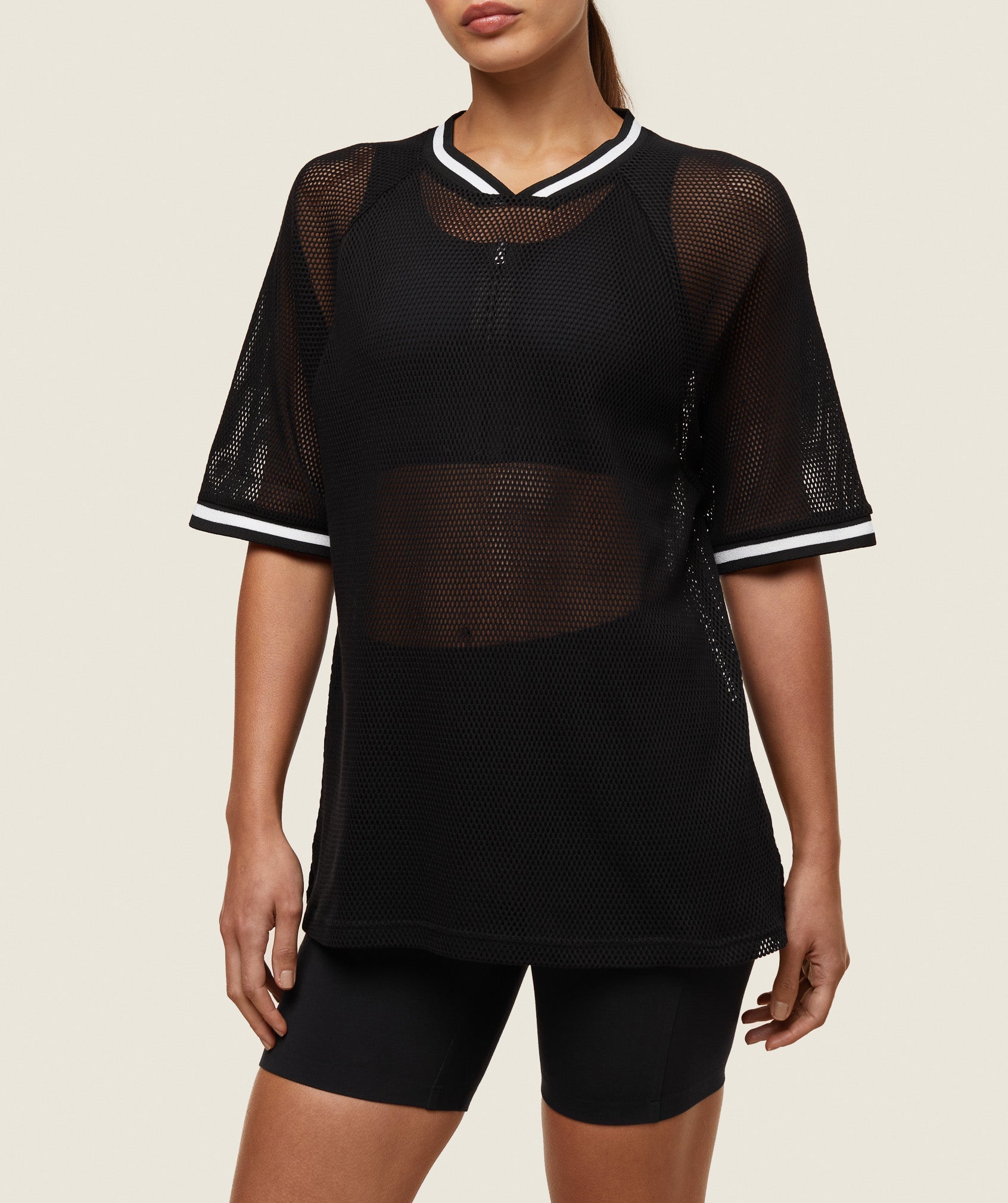 everywear Mesh Layering Tee Black/Soft White