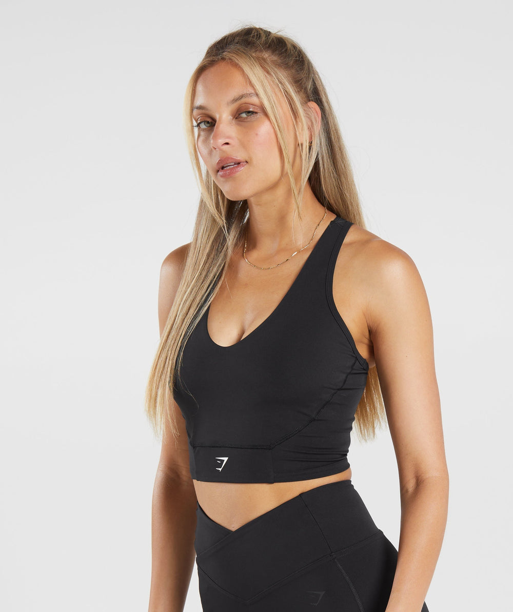 Crop Mesh Tank Black