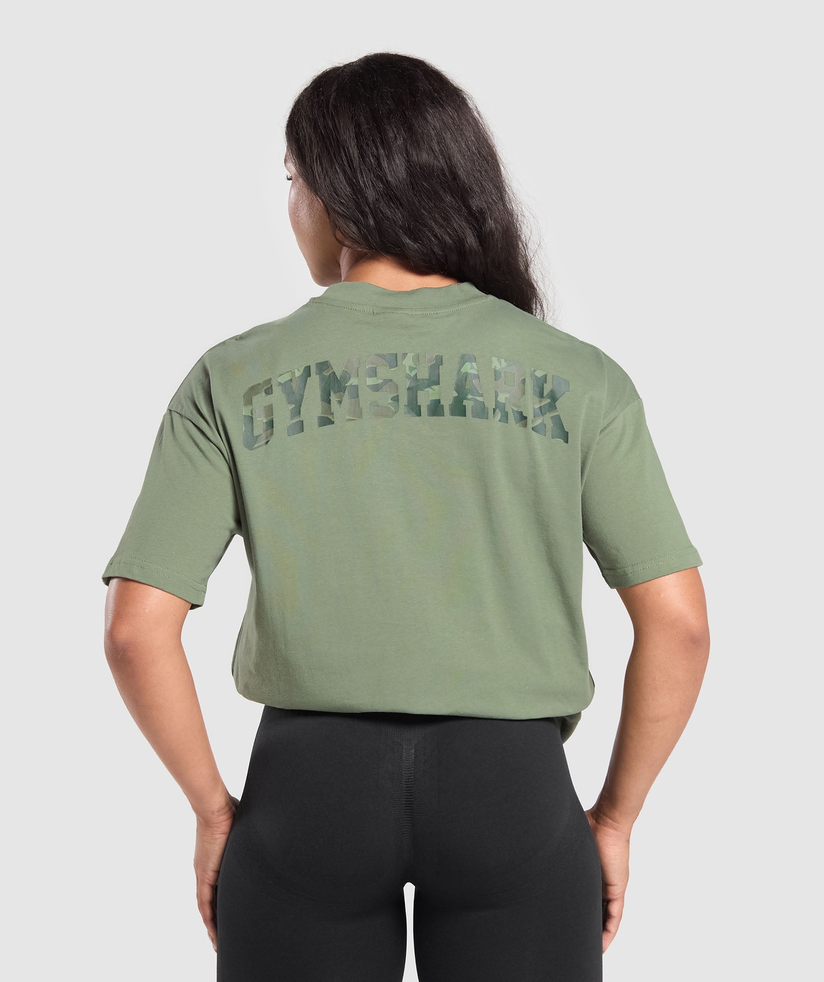 Adapt Camo Graphic Oversized Top Force Green