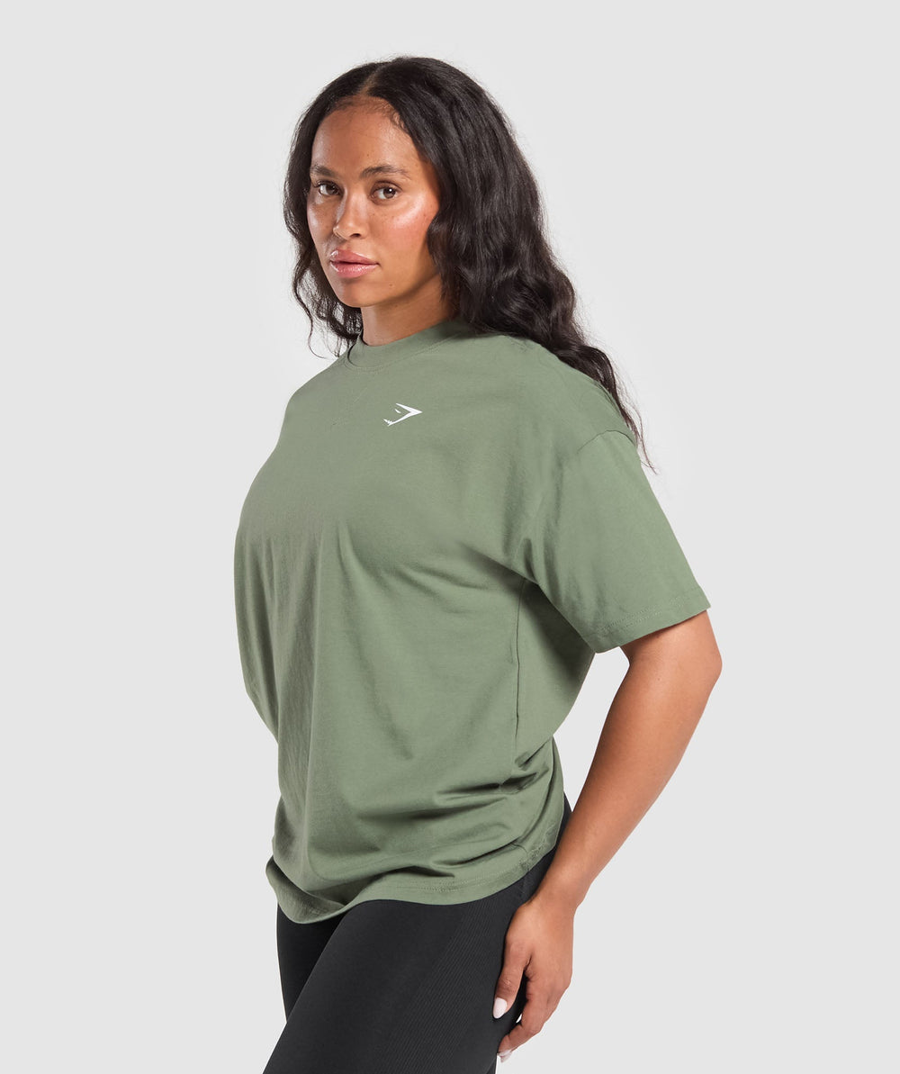 Adapt Camo Graphic Oversized Top Force Green