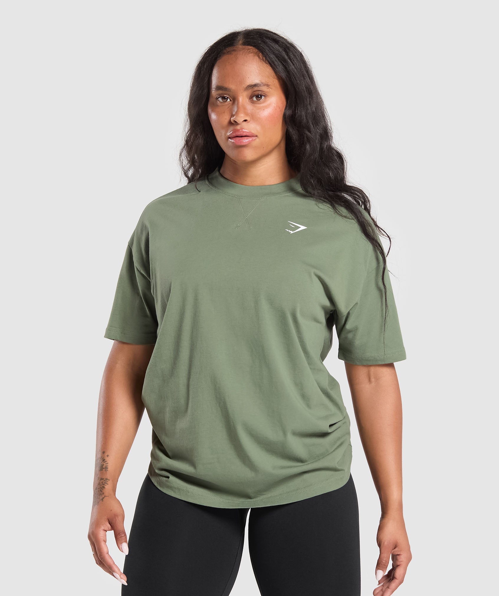 Adapt Camo Graphic Oversized Top Force Green