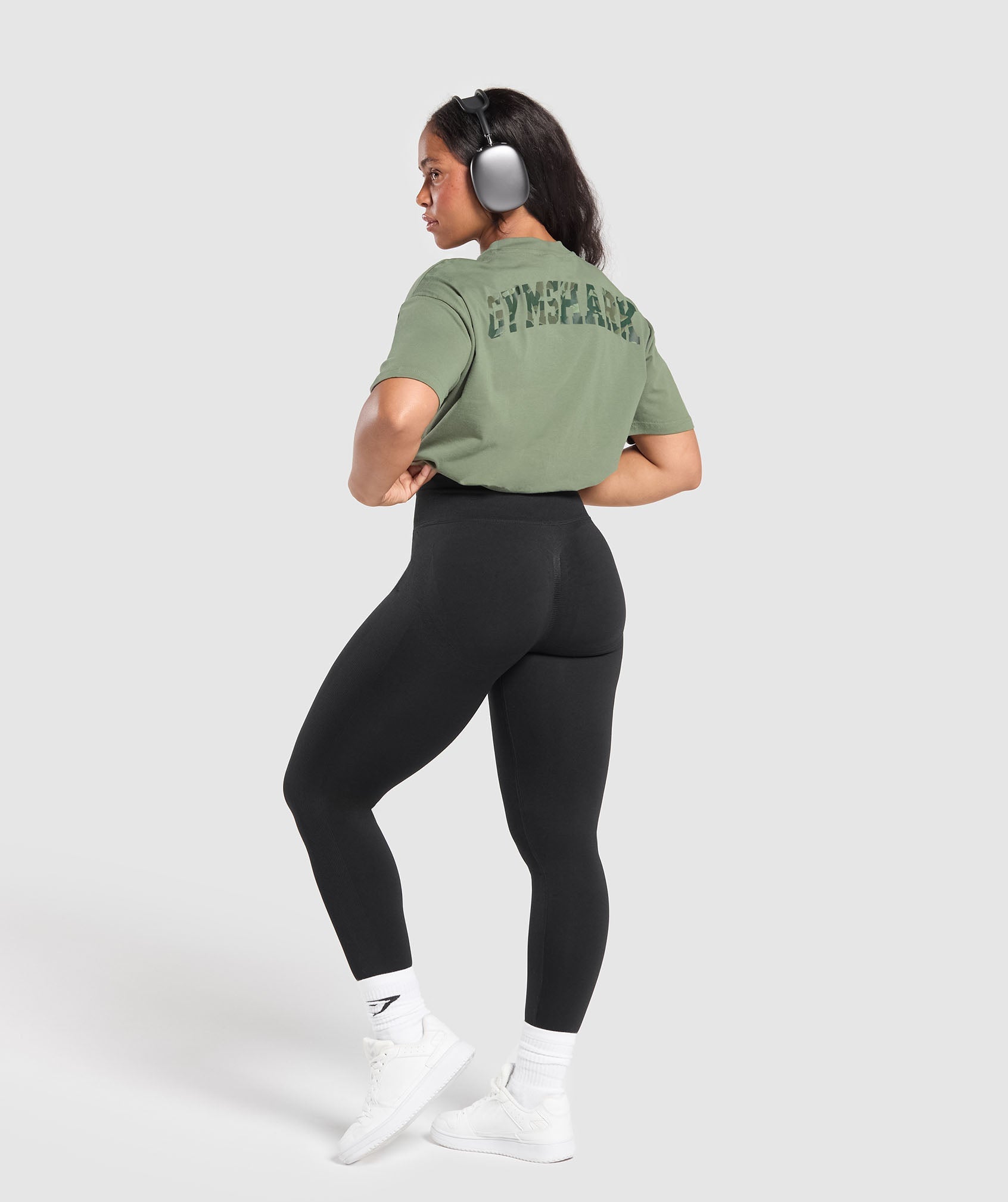 Adapt Camo Graphic Oversized Top Force Green