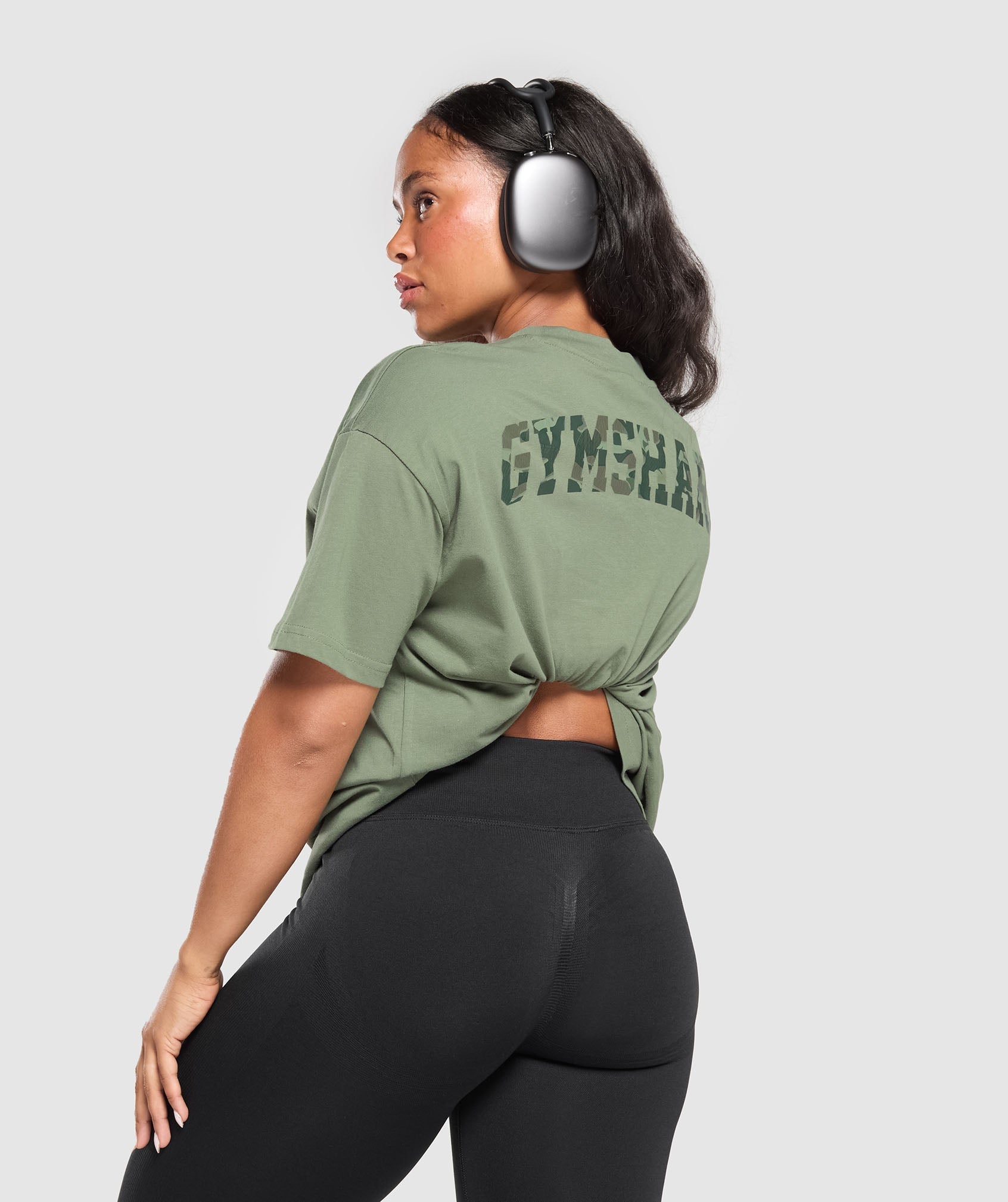 Adapt Camo Graphic Oversized Top Force Green