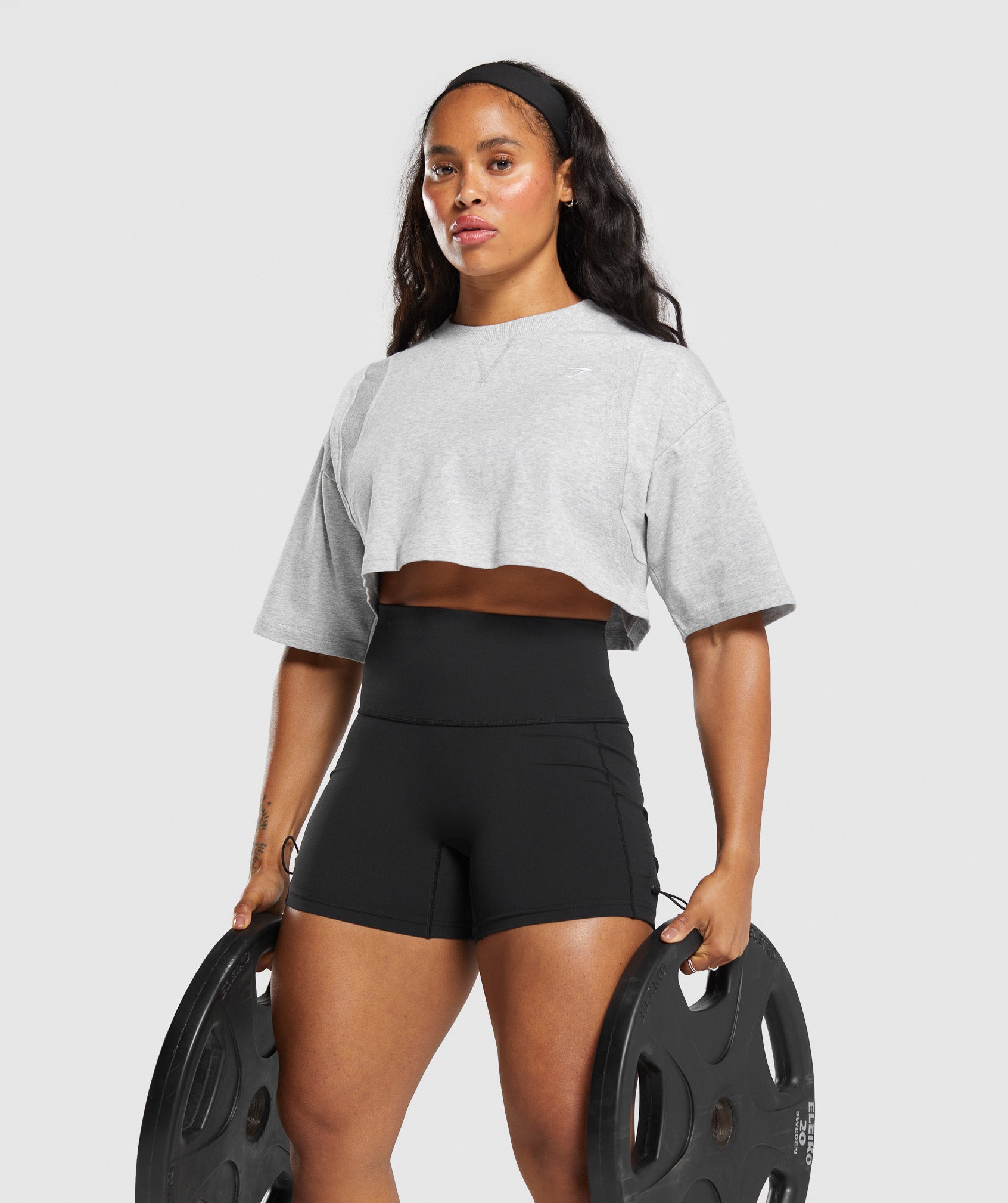 Heavyweight Cotton Crop T-Shirt Grey