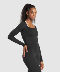 Everyday Long Sleeve Midi Top Black