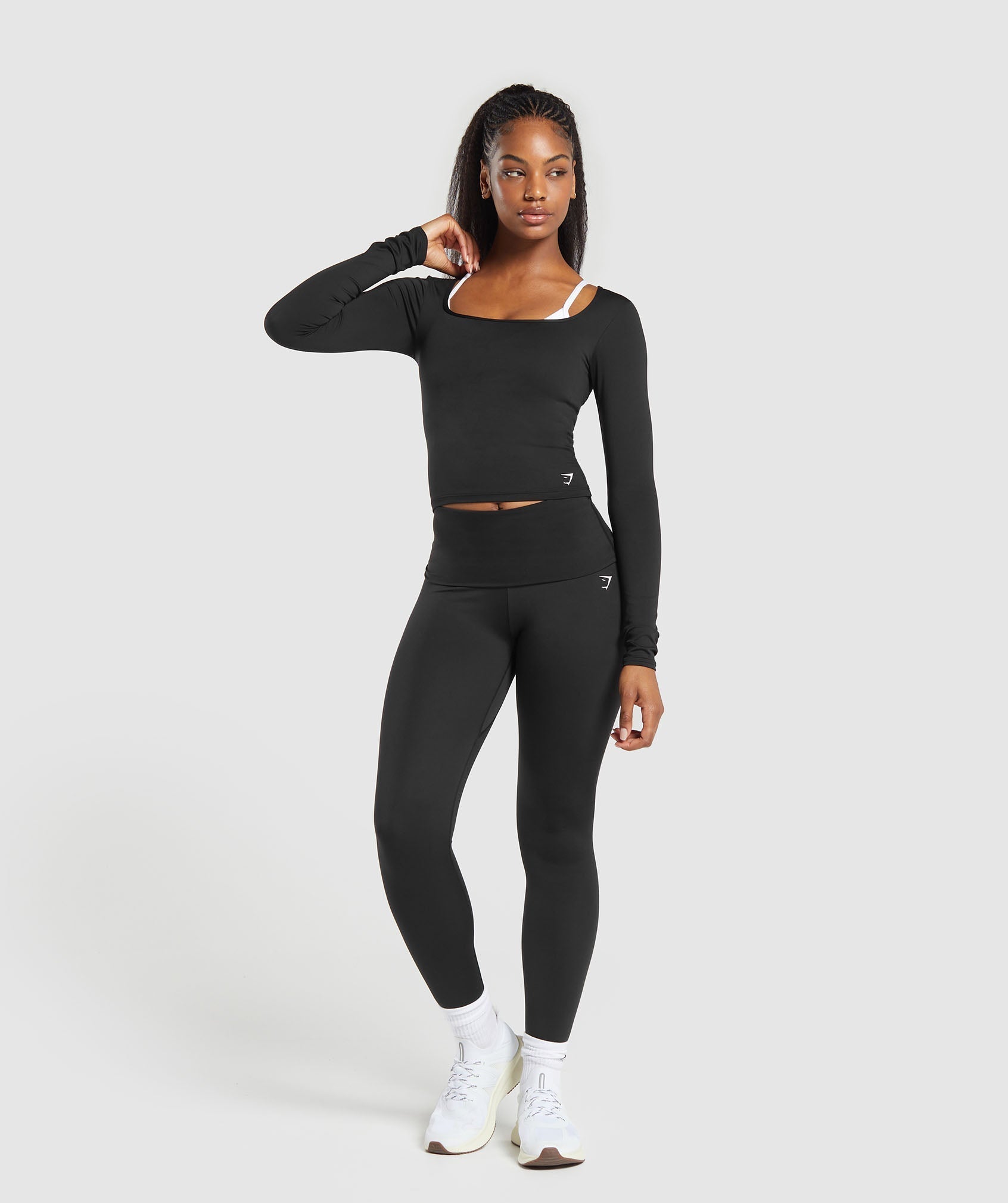 Everyday Long Sleeve Midi Top Black