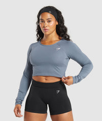 Lifting Essential Long Sleeve Crop Top Iron Blue