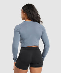 Lifting Essential Long Sleeve Crop Top Iron Blue