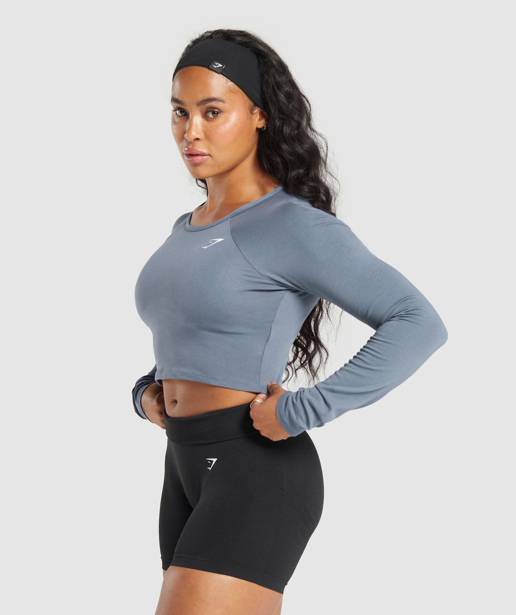 Lifting Essential Long Sleeve Crop Top Iron Blue