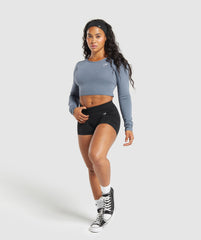Lifting Essential Long Sleeve Crop Top Iron Blue