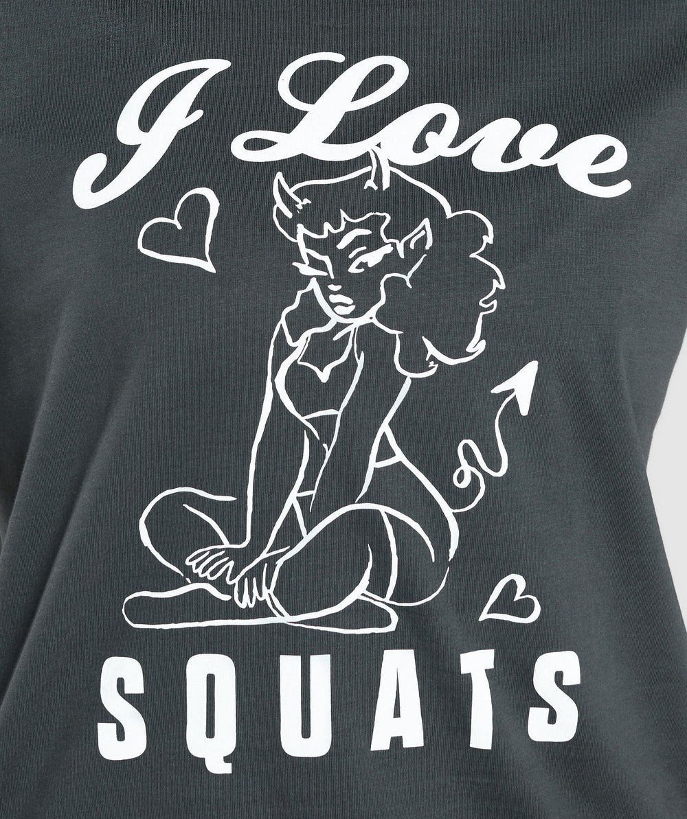I Love Squats Graphic Oversized Tee Asphalt Grey