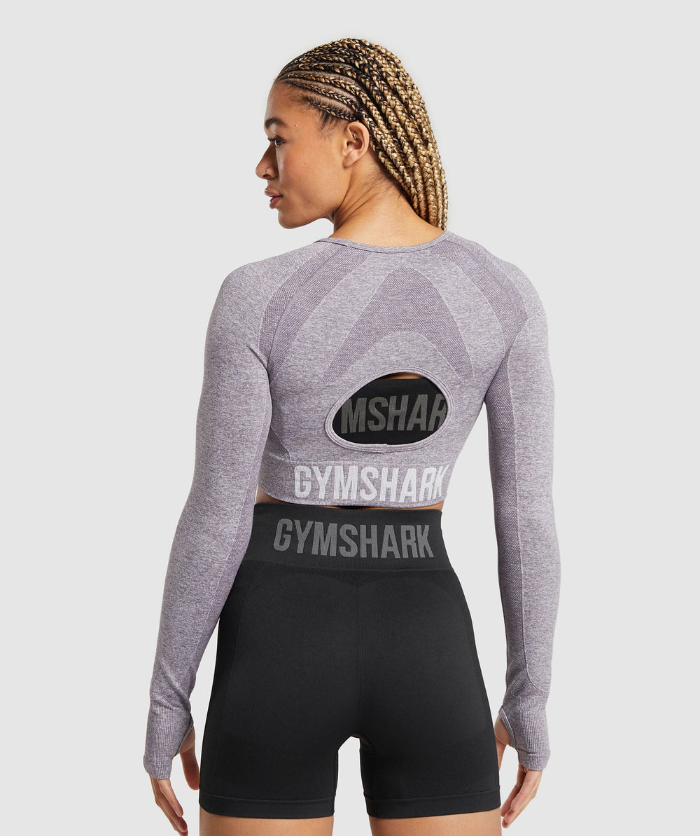 Flex Long Sleeve Crop Top Fog Purple/White