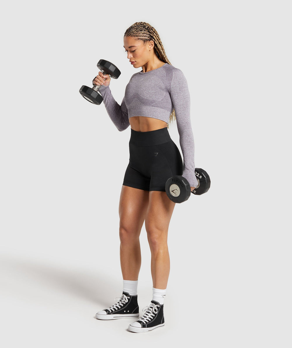 Flex Long Sleeve Crop Top Fog Purple/White