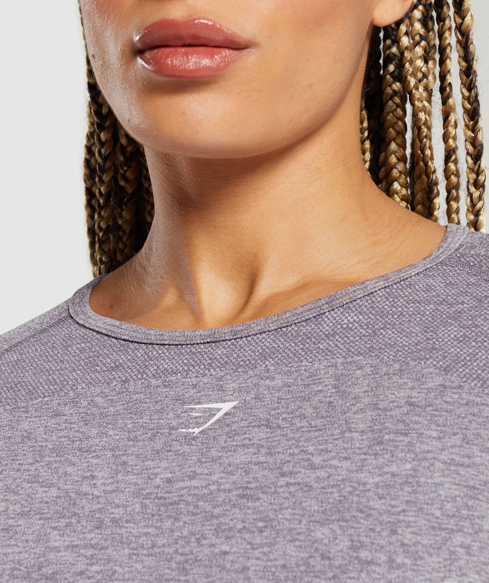 Flex Long Sleeve Crop Top Fog Purple/White