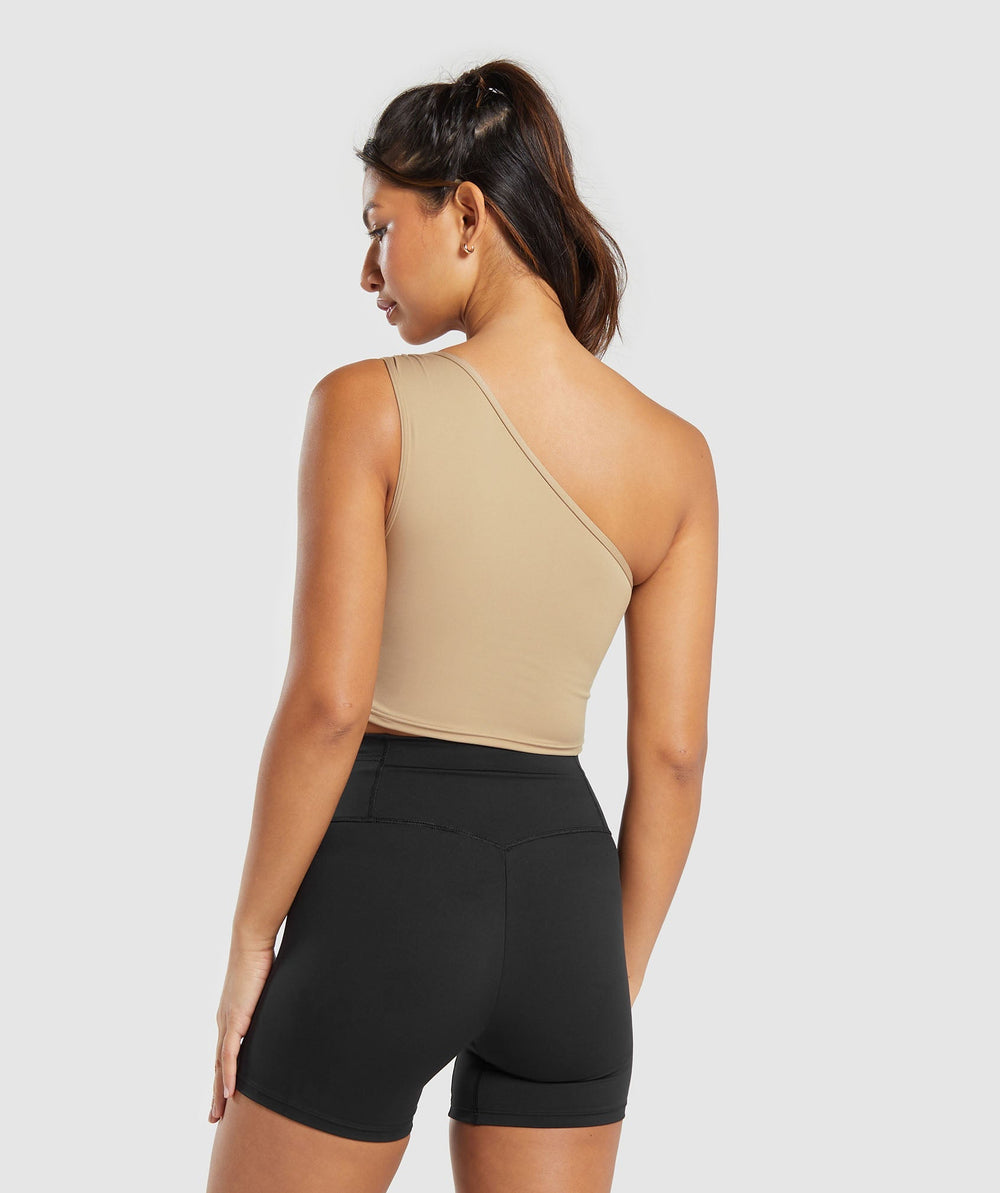 Training One Shoulder Ruched Tank Deep Fawn Brown