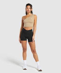Training One Shoulder Ruched Tank Deep Fawn Brown