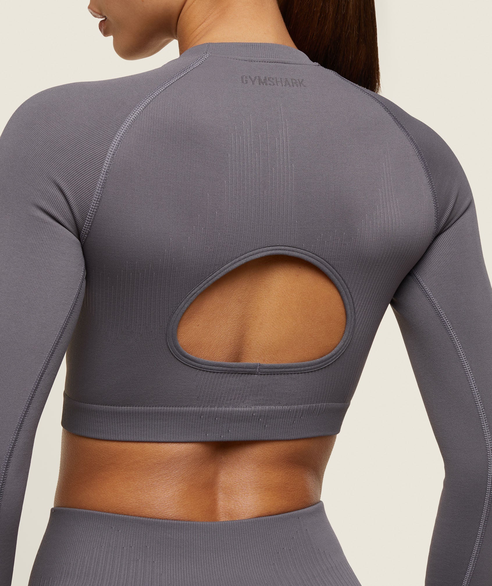 everywear Seamless Long Sleeve Crop Top Brushed Grey